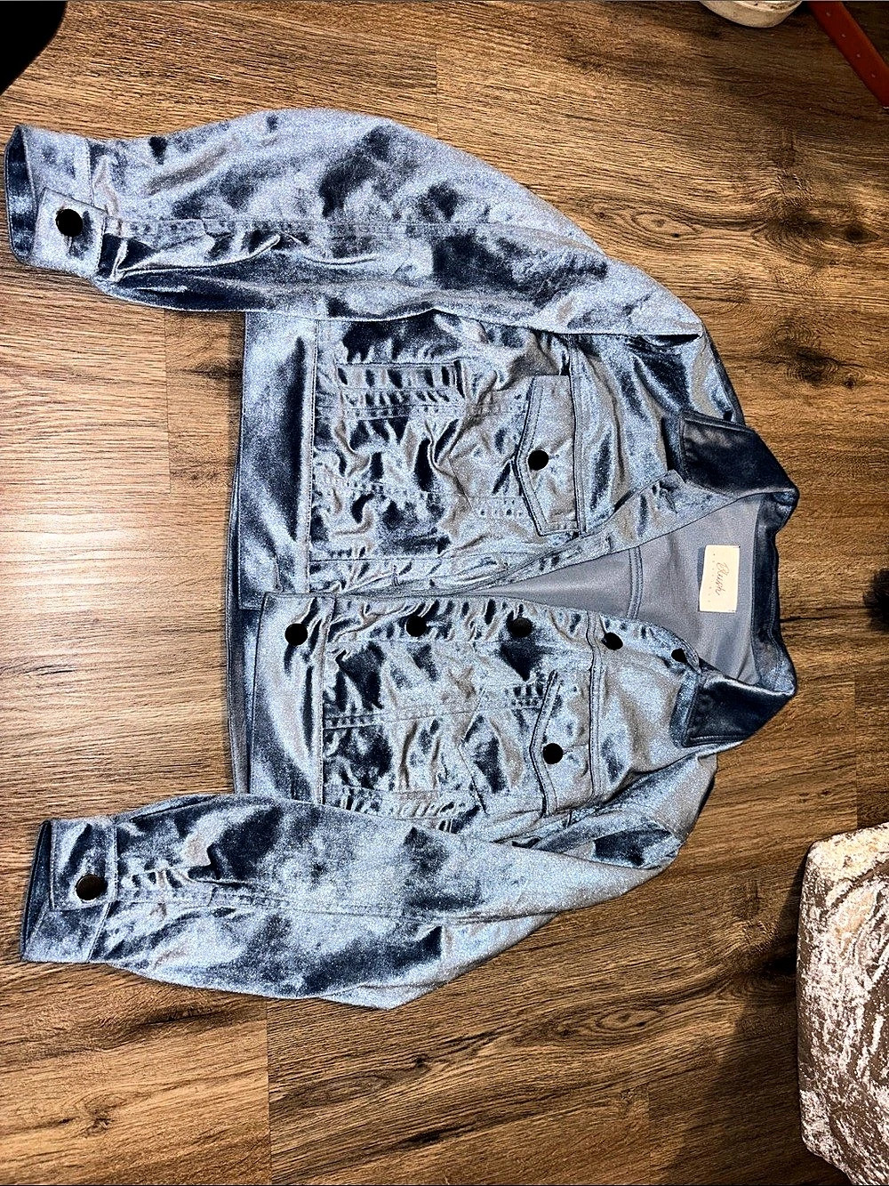 Blush Metallic Blue Jean Jacket